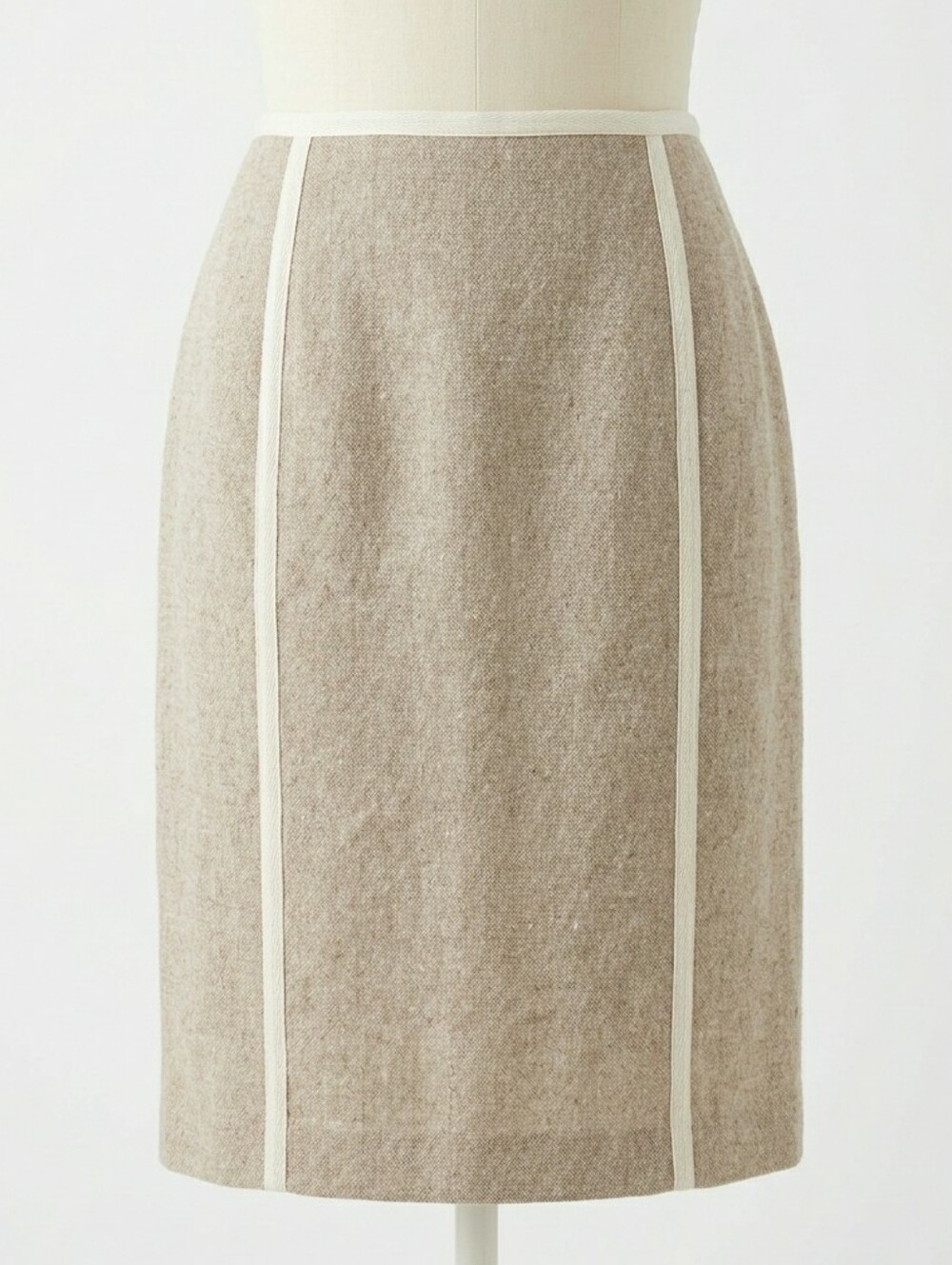 PROENZA SCHOULER for Target Tan Linen Blend Pencil Skirt Cream Piping 11